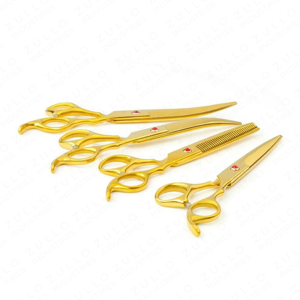 Ensemble de ciseaux de coiffure de luxe en or, ciseaux de barbier professionnels avec une lame de coupe précise et affûtée - Product Image 3