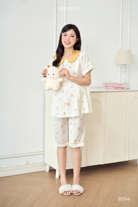 B914 Golden Rabbit Maternity Set Eco-Friendly Breathable Spandex/Polyester Fabric Top Zipper Pants Pockets Adjustable Elastic - Product Image 6