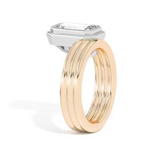 Bague spirale IGI 2 carats en diamant émeraude de laboratoire, en or massif 14K 18K, large sangle sertie clos, fabricant de bijoux OEM en gros - Product Image 5