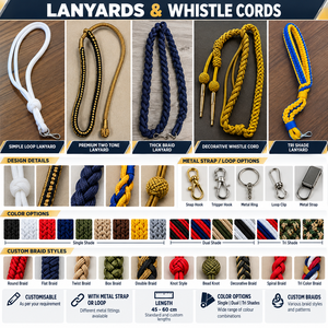 Cordones para silbatos de nailon, duraderos, con herrajes resistentes, listos para exportación a granel, diseñados para sujetar varios silbatos, personalizables para uniformes. - Product Image 4