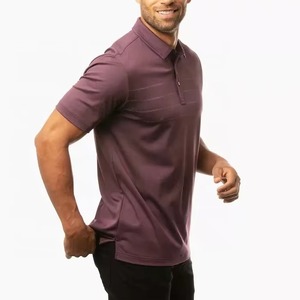 Polo en tricot violet pour homme, manches courtes, couleur unie, coupe classique, boutons, personnalisable, vente en gros, OEM - Product Image 3