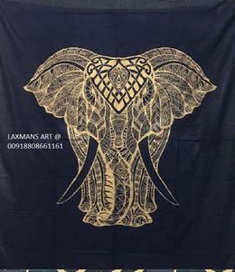 Éléphant indien taille double or peint à la main coton tapisserie tricoté tendance décor à la maison tentures murales en gros imprimé tapisserie - Product Image 2