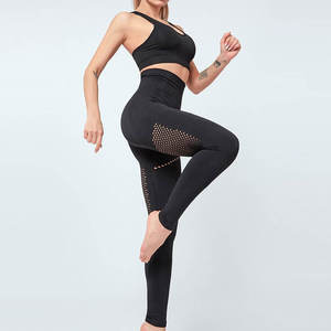 High Waist Seamless Yoga Pants <b>Tummy</b> <b>Control</b> <b>Gym</b> <b>Leggings</b> Mesh Hollow Out Fitness Workout Tights Women Sportswear Activewear - Product Image 2