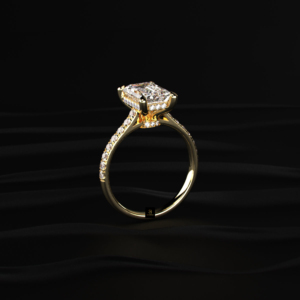 Anillo de Diamante Cultivado en Laboratorio con Corte Esmeralda Atemporal, con Piedra Central de Corte Brillante Certificada por IGI, en Opciones de Oro o Plata - Product Image 2
