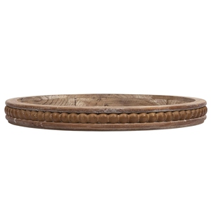 Plateau décoratif rond en bois blanchi de luxe, style fermier perlé, OEM ODM, faible MOQ, prix usine, vente en gros, approvisionnement en vrac - Product Image 2