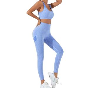 Women Hollow Out Back Sports Bra with High Waist Hip Lifting Yoga Pants Elastic Running Fitness Leggings Workout Yoga Set - Product Image 3