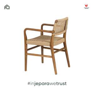 Fauteuil en rotin et bois de teck, fait main, style scandinave, écologique, imperméable, durable, pour intérieur/extérieur, restaurant, hôtel - Product Image 3