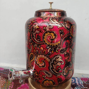 Distributeur d'eau en cuivre au look vieilli, style antique, finition solide, fabrication sur mesure - Product Image 1