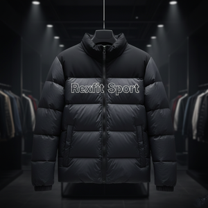 Veste d'hiver matelassée personnalisée RexFit Sports Premium, rembourrée de duvet, pour hommes et femmes, logo brodé, OEM ODM - Product Image 1