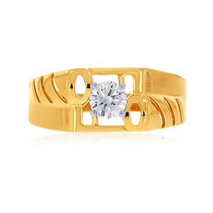 Anillo Solitario para Hombre Shiny Connection, Anillo de Diamantes Solitario de Corte Brillante Redondo de Oro Amarillo de 18K de Lujo para Hombre - Product Image 3
