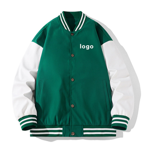 Varsity <b>Jacket</b> <b>Men's</b> Casual Embroidered <b>Letter</b> Logo Canvas Baseball <b>Jacket</b> Autumn Loose Fit Turn-down Collar - Product Image 1