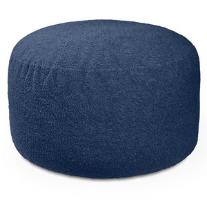 Saxx Pouf Rotondo Grande 4 Piedi in Finta Pelliccia di Agnello Indigo, Sgabello e Poggiapiedi - Product Image 1