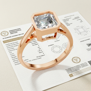 Anillo de Diamante Cultivado en Laboratorio con Certificación IGI de 2 Quilates, Corte Esmeralda, Engaste en Bisel, Oro Sólido de 9K, Chapado en Rodio, Anillo de Compromiso/Boda, Proveedor OEM - Product Image 3