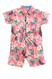 Ensemble T-shirt et short imprimés hawaïens pour enfants - Tenue d'été douce en coton 100% 2 pièces - Product Image 1