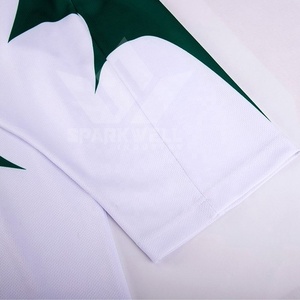 Custom <b>Men's</b> Green White Ice Hockey Jersey Crew Neck Three Quarter Sleeve Sublimated Moisture Wicking Quick Dry Polyester/Cotton - Product Image 4