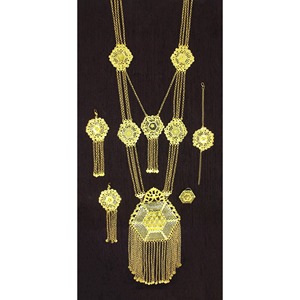 Collier avec boucles d'oreilles Parure de bijoux en laiton pur plaqué or Parure de bijoux collier design haute qualité pour les Émirats arabes unis - Product Image 6