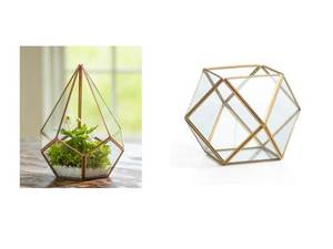 Terrarium en verre géométrique très demandé, terrarium en verre doré, terrariums en verre pour plantes aériennes, vase suspendu en verre pour plantes - Product Image 1