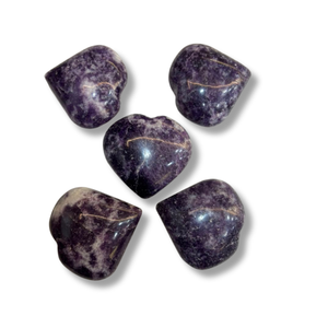 Pierre de Lepidolite Naturelle en Forme de Cœur 45-55mm, Cristal de Mica Violet Sculpté en Cœur, Pierre de Guérison en Gros pour Cadeaux et Décoration Intérieure - Product Image 1