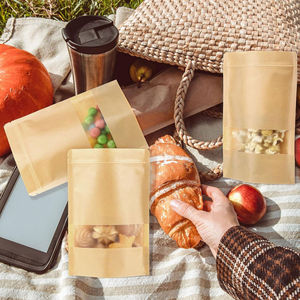 ถุงคราฟท์แบบตั้งได้พร้อมหน้าต่างใสและซิปปิด ถุงกระดาษคราฟท์แบบใช้ซ้ำได้พร้อมหน้าต่างใส - Product Image 1