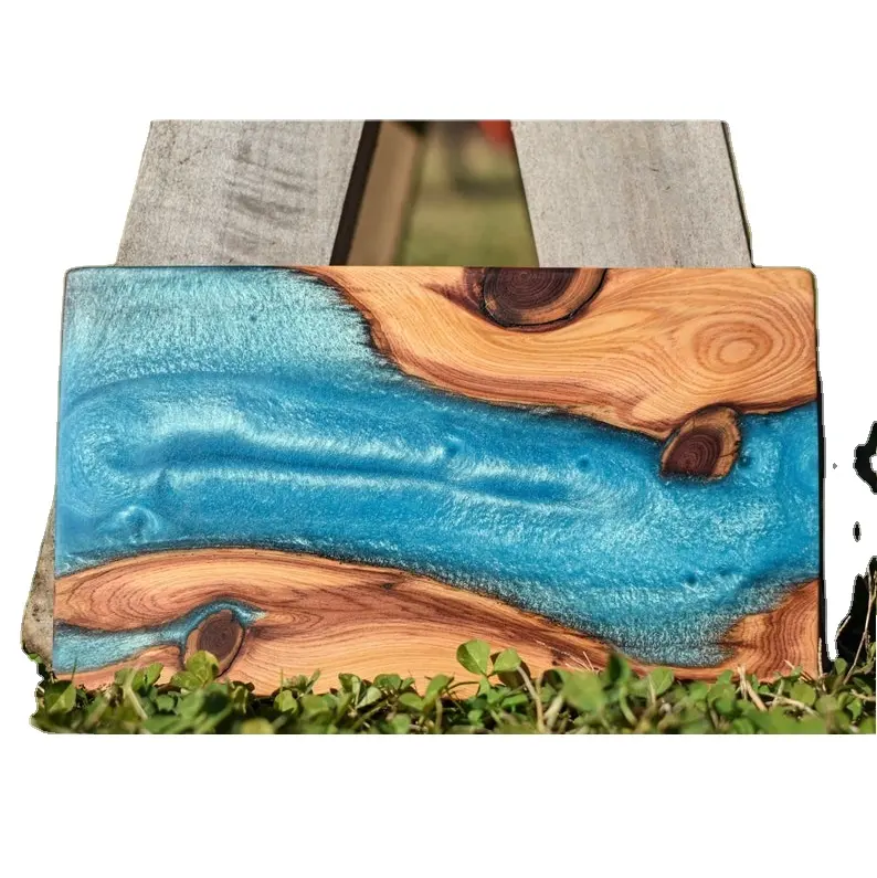 Epoksi reçine nehir kesme tahtası ahşap servis tepsisi hediye kesme tahtası satış ve el yapımı iş için en iyi tasarım parçası