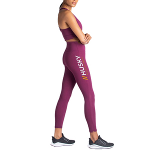 HUSKY Women's Ribbed Sports <b>Bra</b> & Leggings Set <b>Blue</b> Seamless Fitness Wear Breathable Racerback Scoop Neck Medium Support - Product Image 5
