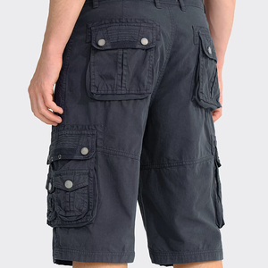 Shorts cargo pour homme, couleur unie, taille mi-haute, respirants, en coton, décontractés, avec plusieurs poches, fermeture à boutons - Product Image 4