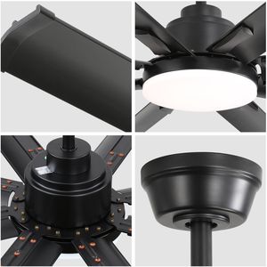 Ventilatore da Soffitto LED Moderno Nero da 72 Pollici con Motore DC e Telecomando Intelligente, 6 Velocità del Vento per Soggiorno - Product Image 3