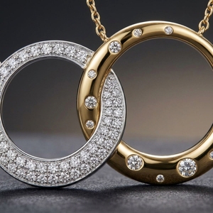 Collar con Colgante de Doble Círculo Entrelazado en Oro de 10K de Dos Tonos con Diamantes Cultivados en Laboratorio con Engaste Flush y Pavé - Product Image 3