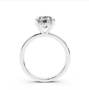 Anillo de Compromiso Solitario Clásico de Corte Redondo, Anillo de Promesa de Oro Blanco, Joyería de Boda Minimalista y de Lujo, Estilo Regalo - Product Image 1