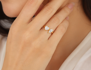 Anillo Toi Et Moi con Diamante Cultivado en Laboratorio con Corte Corazón, Oro de 14K con Baño de Rodio, Certificado IGI, Elegante y Minimalista, para Compromiso o Boda - Product Image 2