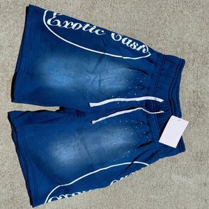 Custom Streetwear Double Waist Denim Short Pants Distressed Acid Wash Vintage Patchwork Sun Faded <b>Jeans</b> Shorts <b>Men</b> OEM - Product Image 6