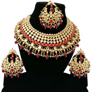 Indian Trendy Classic Choker Engagement Anniversary Wedding Party <b>Gift</b> Set Traditional Crystal Kundan Faux Pearl Alloy Gold - Product Image 1