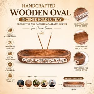 Premium Handcrafted Wooden Oval Incense Stick Holder | <b>Decorative</b> Ash Catcher Tray for Aromatherapy Meditation Yoga Home Décor - Product Image 5