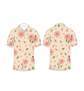 เสื้อโปโลผู้ชายสีเบจพิมพ์ลายดอกไม้สีชมพูแขนสั้นลำลองแฟชั่นฤดูร้อน - Product Image 3