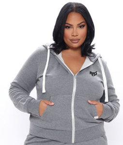 Sudadera con capucha y cremallera de talla grande para mujer, estilo casual urbano, ropa personalizada, fabricante OEM ODM, mercado estadounidense - Product Image 1