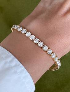 Pulsera de tenis unisex chapada en oro de 18 quilates con diamantes cultivados en laboratorio, corte brillante redondo, certificado IGI, color D, joyería clásica para regalo de boda - Product Image 1