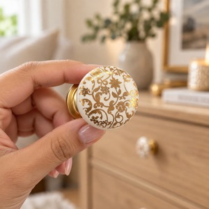 Poignée de meuble ronde décorative SHUBHAM à motif floral, en fer, pour tiroir, armoire de cuisine, coiffeuse - Product Image 5