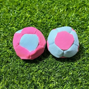 OEM 12 Panel Footbag Multi Color Synthetic Suede <b>Hacky</b> <b>Sack</b> ball Pink and Light Blue Dual Tone Sand Filled ball for foot skills - Product Image 1