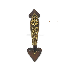 Manija de Puerta de Latón Hecha a Mano de 9 Pulgadas con Diseño de Flores y Hojas, Decoración Antigua para el Hogar - Product Image 5