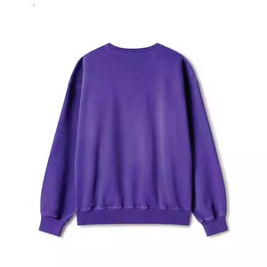 Sweat-shirt à col rond violet, coupe classique, couleur unie, tricoté, décontracté, unisexe - Product Image 5