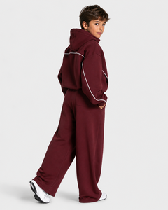 Pantalon de jogging décontracté surdimensionné pour garçon, couleur bordeaux avec détails contrastants, en molleton respirant de qualité supérieure - Product Image 6