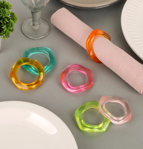 Anillo para Servilletas de Resina Epoxi Azul Marino con Diseño de Rodaja, Anillo para Servilletas de Metal Circular, Venta Caliente, Precio al por Mayor - Product Image 5