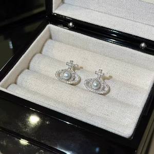 Early Summer Fashion Exquisite Pure Silver Freshwater <b>Pearl</b> <b>Earrings</b> Stylish Saturn Inspired Design - Product Image 3