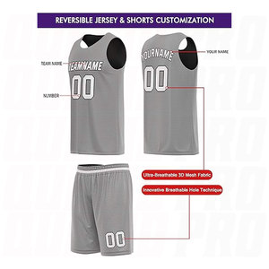 Tenue de basketball pour enfants et jeunes, vêtements de sport d'extérieur pour garçons, sans manches, gris et noir, personnalisable en polyester sublimé - Product Image 2