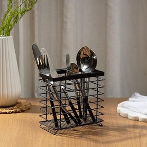 Porta Cubiertos Metálico Minimalista, Rectangular, Soporte de Almacenamiento para Cocina, Diseño Duradero y Fijo - Product Image 1