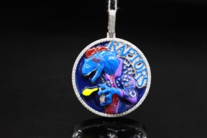 Raptors Dinosaur Pendant <b>Charm</b> <b>Silver</b> Plated Alloy Punk Style Themed Jewelry Gift Unisex Round Brilliant Cut Crystal Rhinestone - Product Image 4