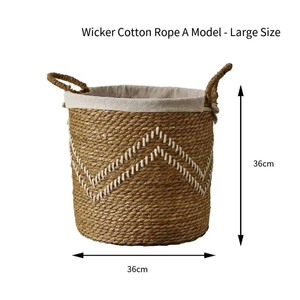 Handmade Eco Friendly Seagrass <b>Basket</b> Natural Storage Bin for Home Decor Woven <b>Wicker</b> Laundry <b>Basket</b> with <b>Handles</b> Custom Logo - Product Image 5