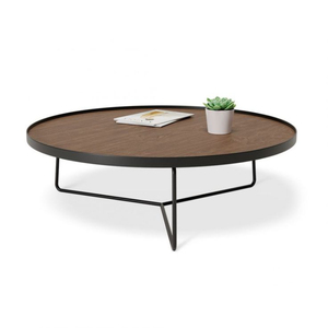 Minimalist <b>Round</b> Metal And Wooden <b>Side</b> <b>Table</b> Natural Color Suitable for Home Living Room Hallway Entryway Decorative - Product Image 2