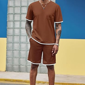 Men 2 Piece <b>Set</b> Manufacturer 220 GSM Cotton T Shirt Cargo Shorts <b>Set</b> Oversized Summer Casual OEM Custom Logo Bulk - Product Image 4