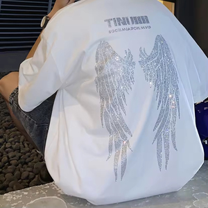T-shirt à manches courtes pour homme, col rond, coupe classique, 100 % coton, motif uni, imprimé effet gouttelettes, écologique, respirant, streetwear - Product Image 6